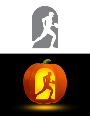 Running Football Player Pumpkin Stencil