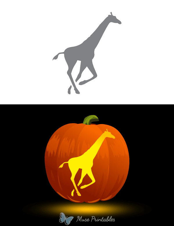 Running Giraffe Pumpkin Stencil