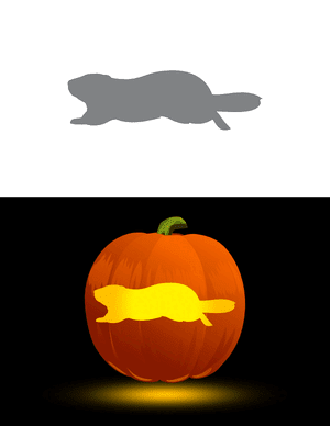 Running Groundhog Pumpkin Stencil