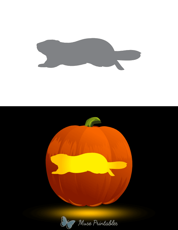 Running Groundhog Pumpkin Stencil