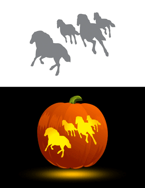 Running Horses Pumpkin Stencil