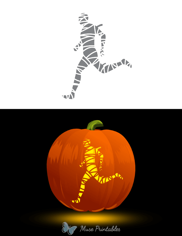 Running Mummy Pumpkin Stencil