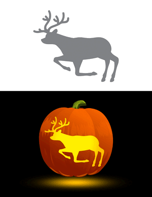 Running Reindeer Side View Pumpkin Stencil