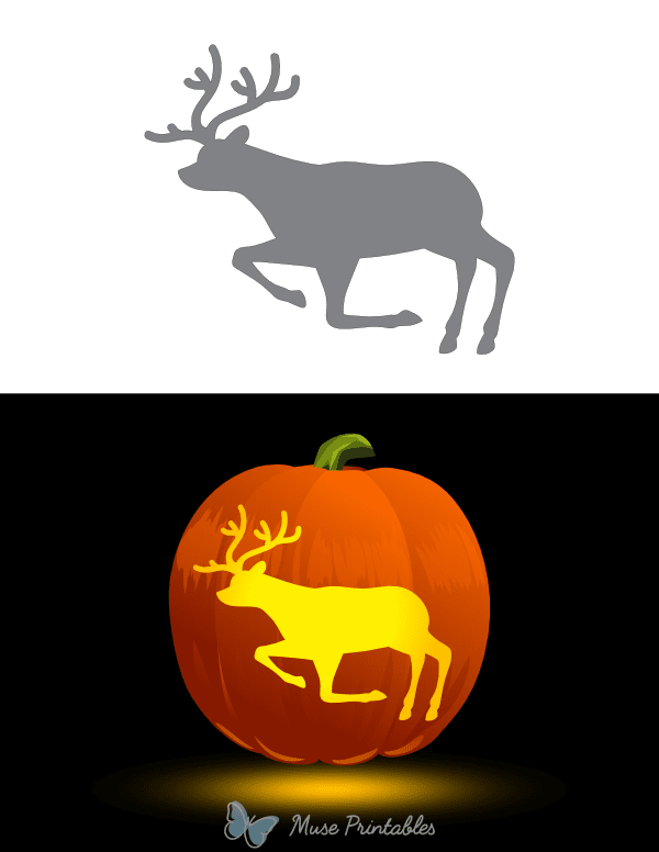 Running Reindeer Side View Pumpkin Stencil