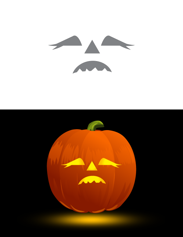Sad Female Face Pumpkin Stencil