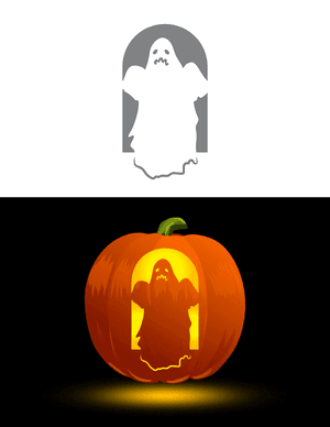 Sad Ghost With Teeth Pumpkin Stencil