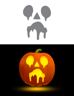 Sad Melting Jack-o'-lantern Face Pumpkin Stencil