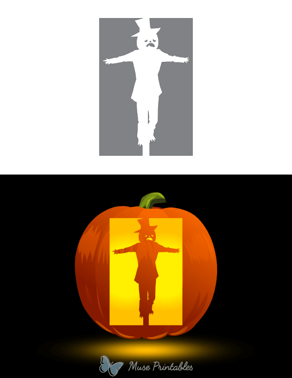 Sad Scarecrow Pumpkin Stencil