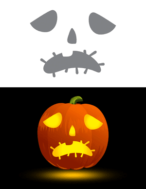Sad Stitched Face Pumpkin Stencil