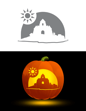 Sand Castle and Sun Pumpkin Stencil