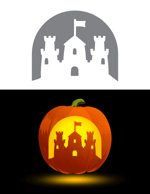 Sand Castle With Flag on Top Pumpkin Stencil