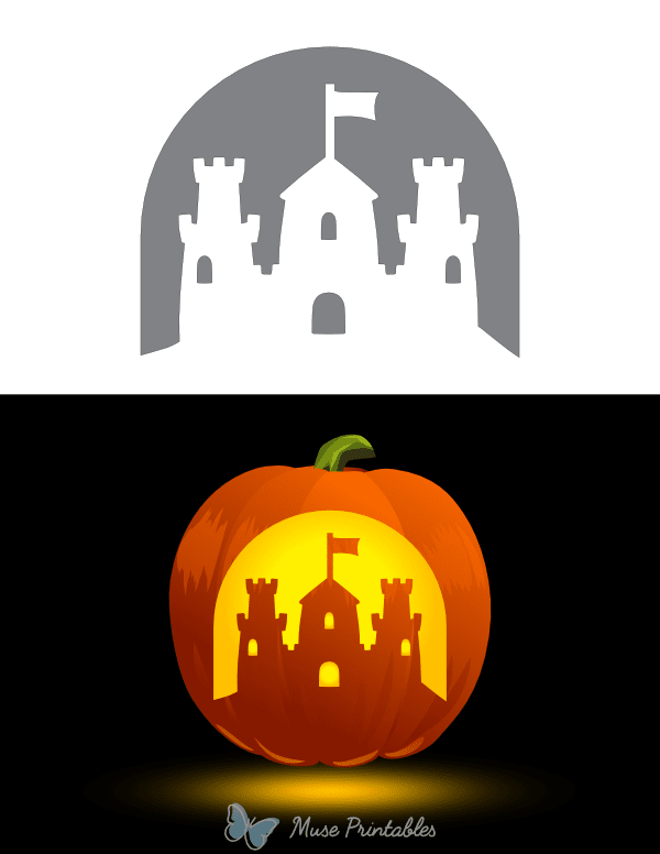 Sand Castle With Flag on Top Pumpkin Stencil