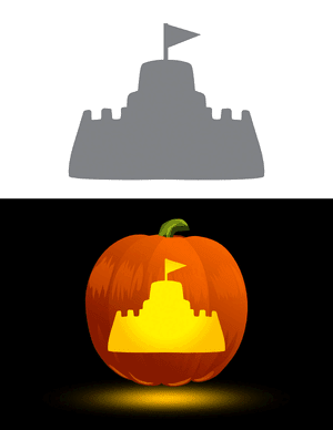 Sand Castle With Flag Pumpkin Stencil