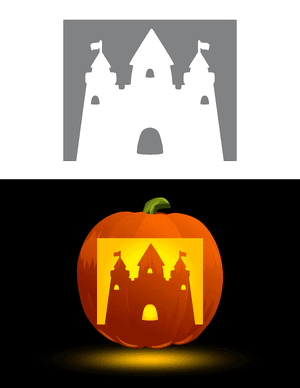 Sand Castle With Flags Pumpkin Stencil