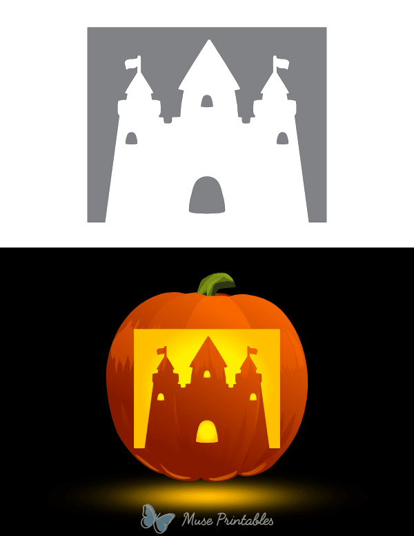 Sand Castle With Flags Pumpkin Stencil