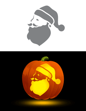 Santa Claus Face Side View Pumpkin Stencil