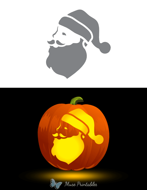 Santa Claus Face Side View Pumpkin Stencil