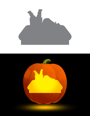 Santa Claus Going Down Chimney Pumpkin Stencil