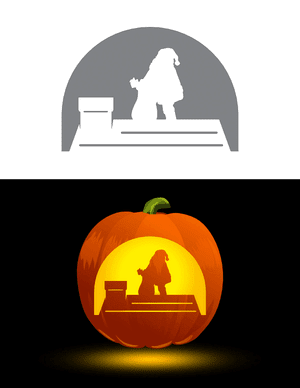 Santa Claus on Roof Pumpkin Stencil