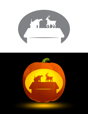 Santa Claus Peeking Down Chimney Pumpkin Stencil