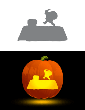 Santa Claus Walking on Roof Pumpkin Stencil