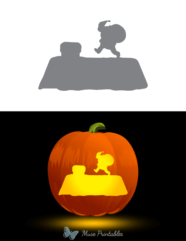 Santa Claus Walking on Roof Pumpkin Stencil