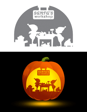 Santa's Workshop Pumpkin Stencil