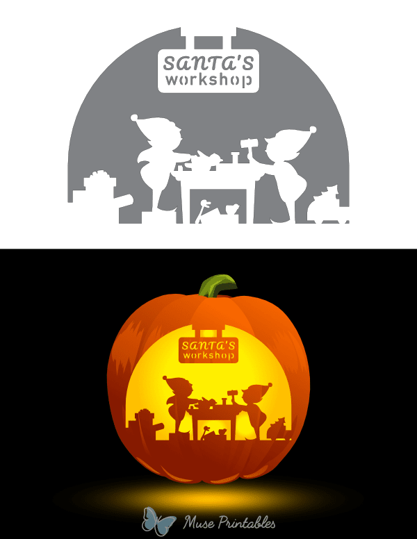 Santa's Workshop Pumpkin Stencil