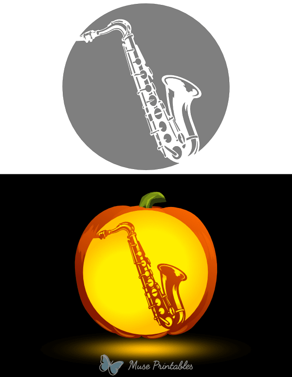 Saxophone Pumpkin Stencil