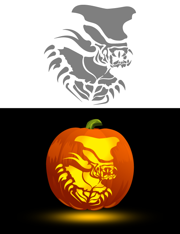 Printable Scary Alien Pumpkin Stencil