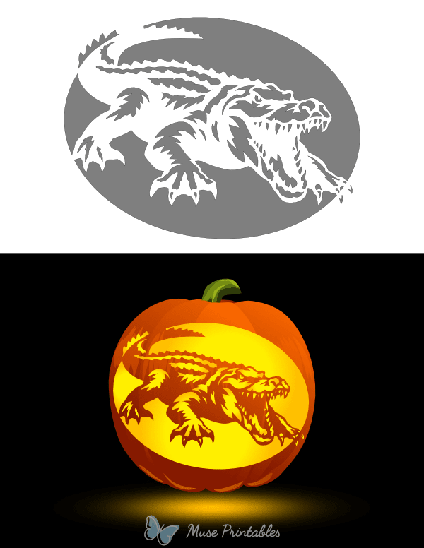 Scary Alligator Pumpkin Stencil