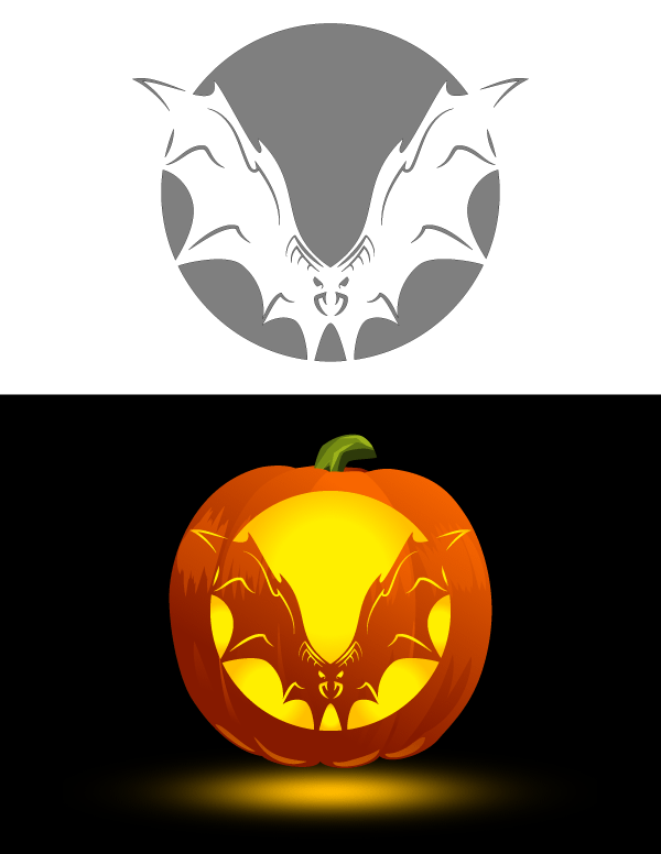 Printable Scary Bat Pumpkin Stencil