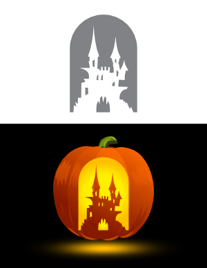 Scary Castle Pumpkin Stencil