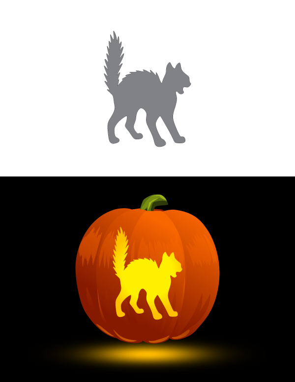 Printable Scary Cat Pumpkin Stencil