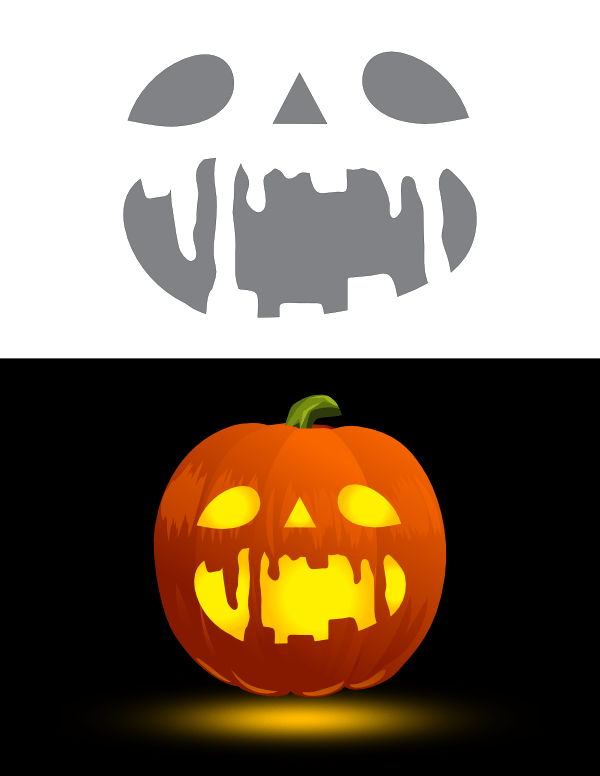Printable Scary Drooling Face Pumpkin Stencil
