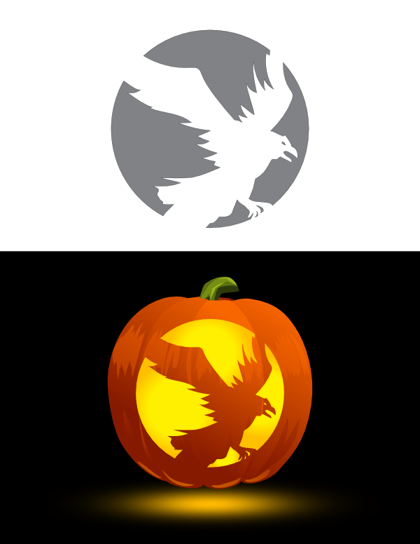 Scary Flying Raven Pumpkin Stencil
