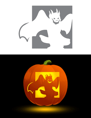 Scary Gargoyle Pumpkin Stencil