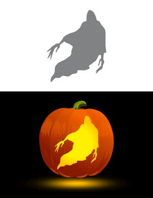 Scary Ghost With Long Fingers Pumpkin Stencil