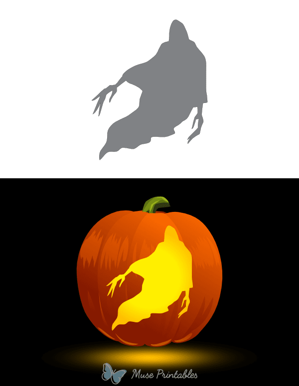 Scary Ghost With Long Fingers Pumpkin Stencil