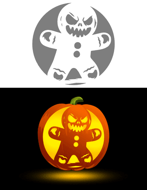 Scary Gingerbread Man Pumpkin Stencil