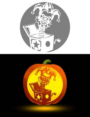 Scary Jack in the Box Pumpkin Stencil