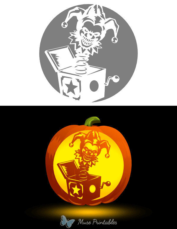 Scary Jack in the Box Pumpkin Stencil