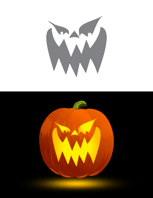 Scary Jack-o'-lantern Face Pumpkin Stencil