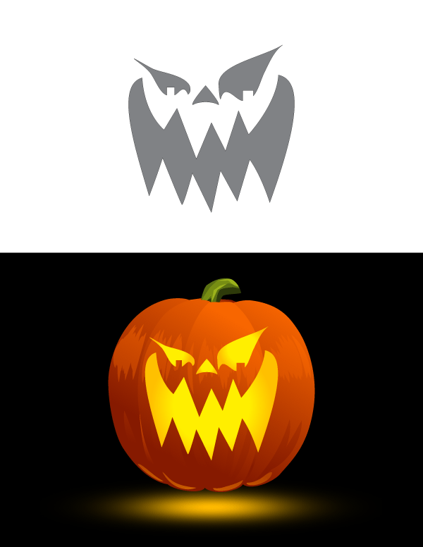 Printable Scary Jack o lantern Face Pumpkin Stencil