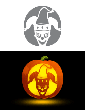 Scary Jester Head Pumpkin Stencil