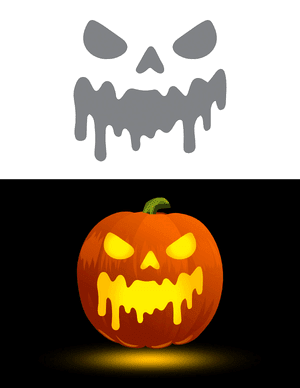 Scary Melting Face Pumpkin Stencil