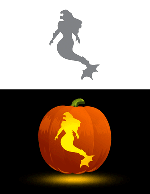 Scary Mermaid Pumpkin Stencil