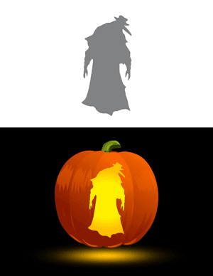 Scary Plague Doctor Outline Pumpkin Stencil