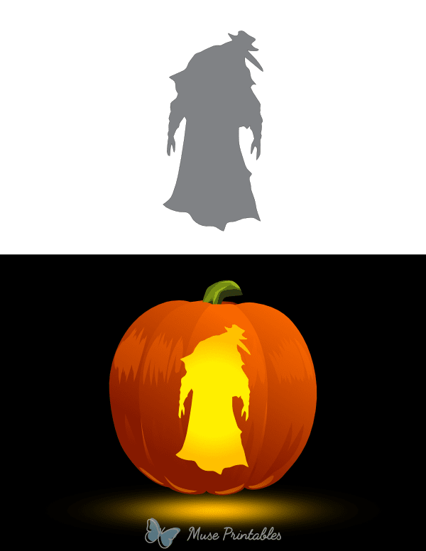 Scary Plague Doctor Outline Pumpkin Stencil