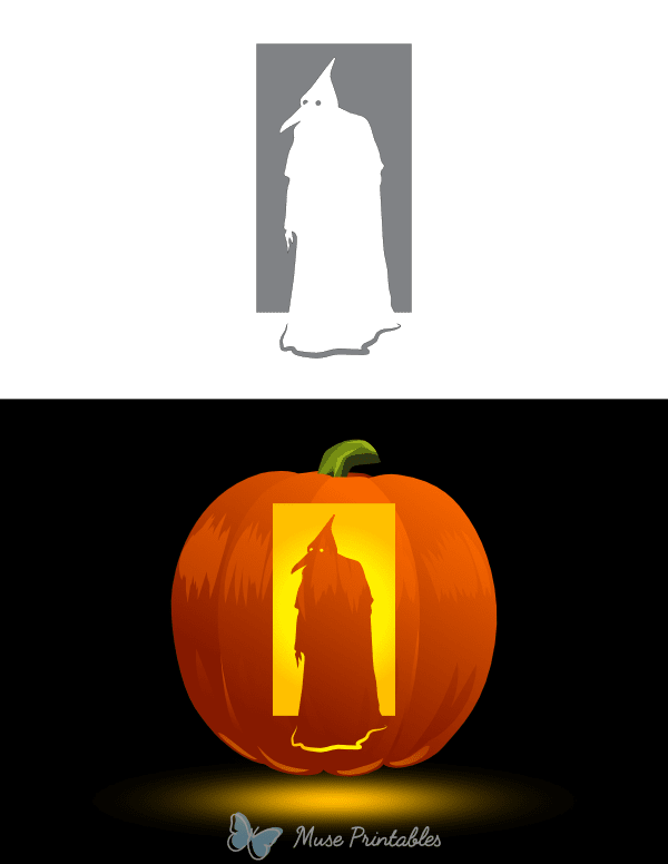 Scary Plague Doctor Pumpkin Stencil